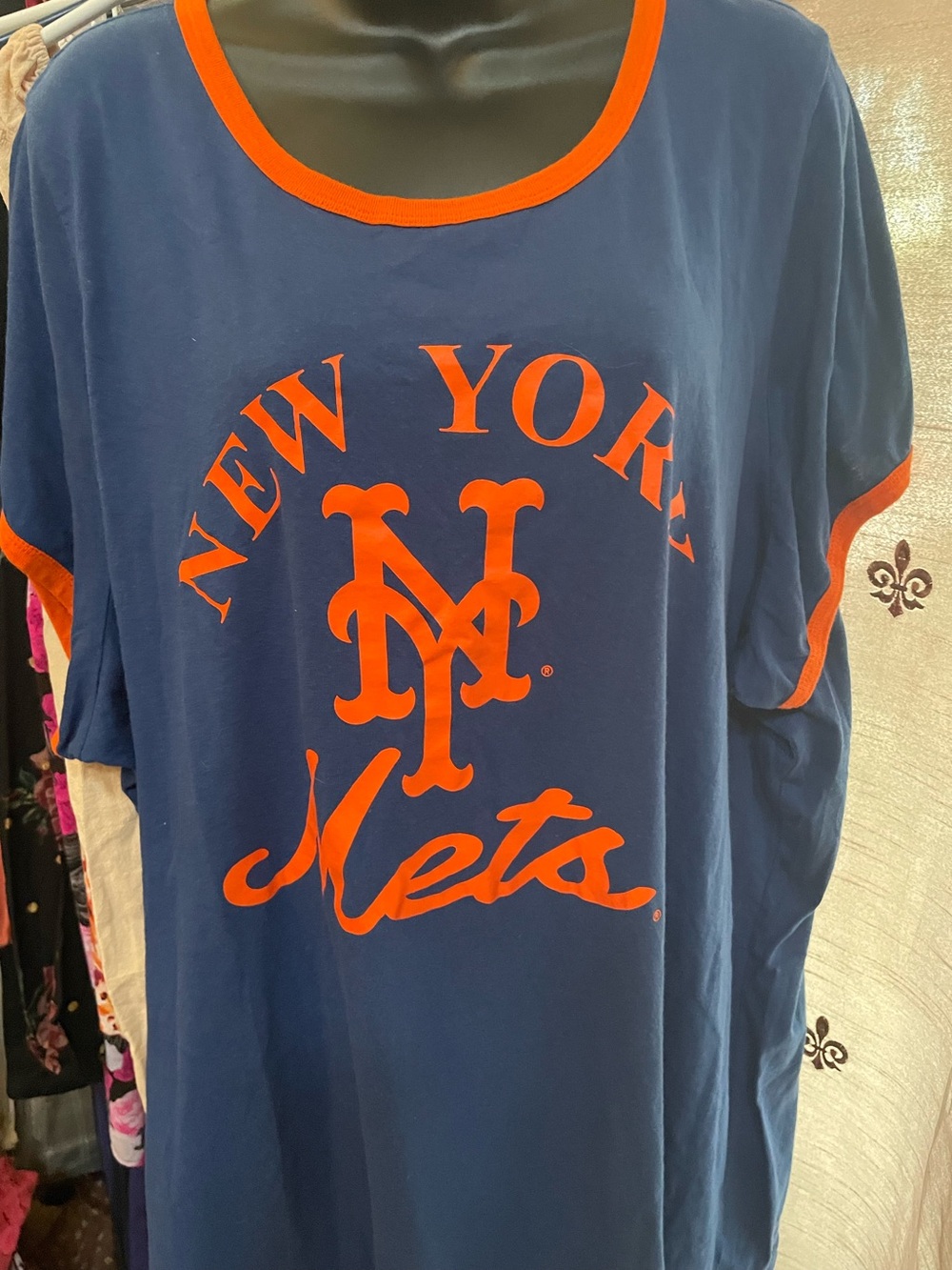 Torrid MLB New York Mets T-Shirt Blue Orange Ringer Scoop Neck Tee Plus Size 5